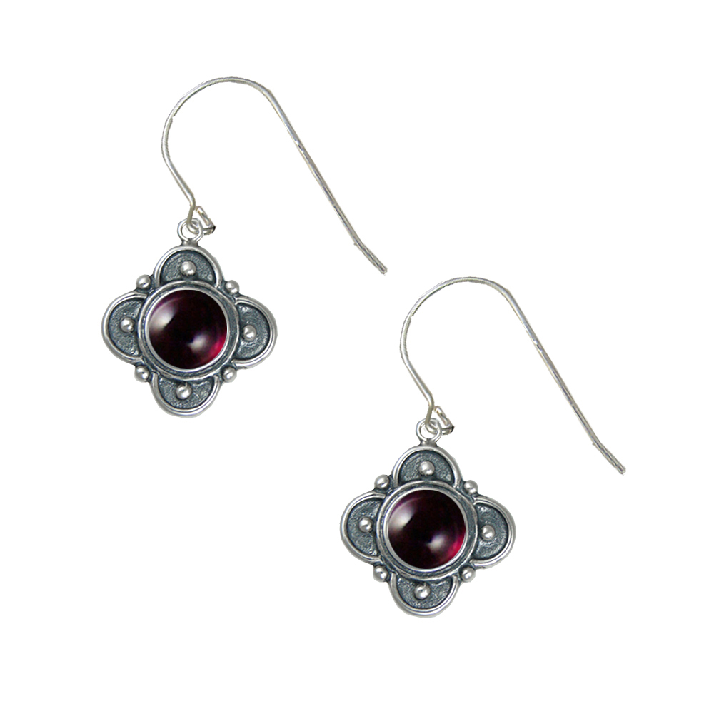 Sterling Silver Designer in Garnet Gemstone Drop Dangle Earrings